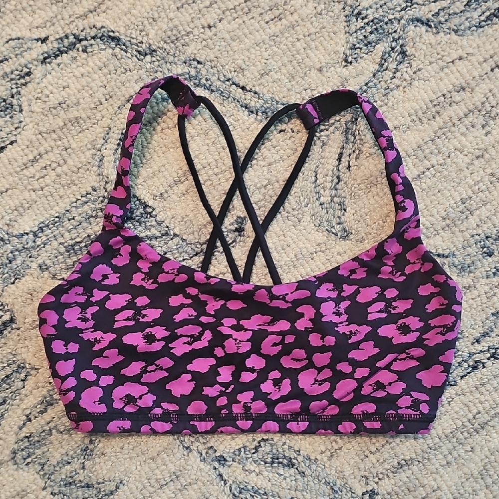 Lululemon Athletica Pink and Black Sports Bra with Playful Design